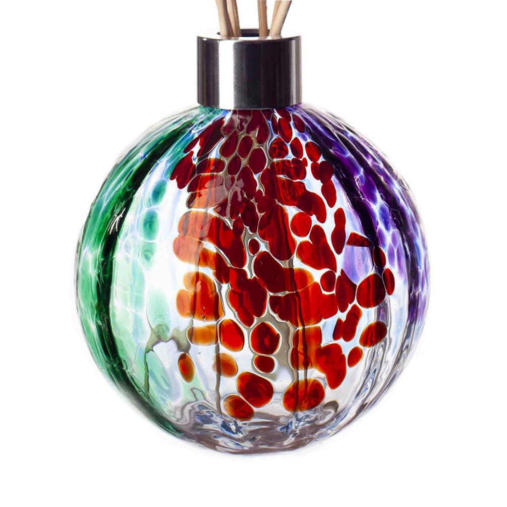 Amelia Art Glass Red, Blue & Greem Sphere Optic Reed Diffuser Extra Image 1
